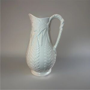 Lillian August White Ceramic Pitcher – Made in Italy, 9”